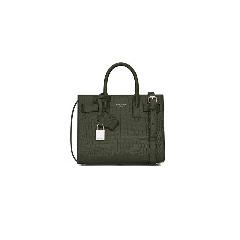 YSL SAC DE JOUR NANO IN EMBOSSED CROCODILE SHINY LEATHER