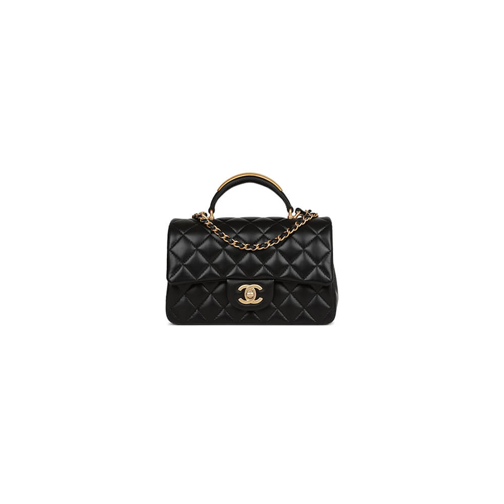 Ch*el mini flap with top handle
