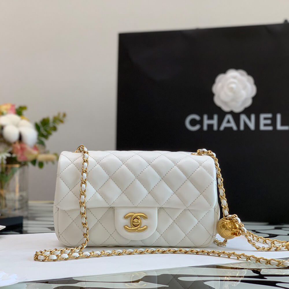 Ch*el pearl crush mini rectangular flap bag