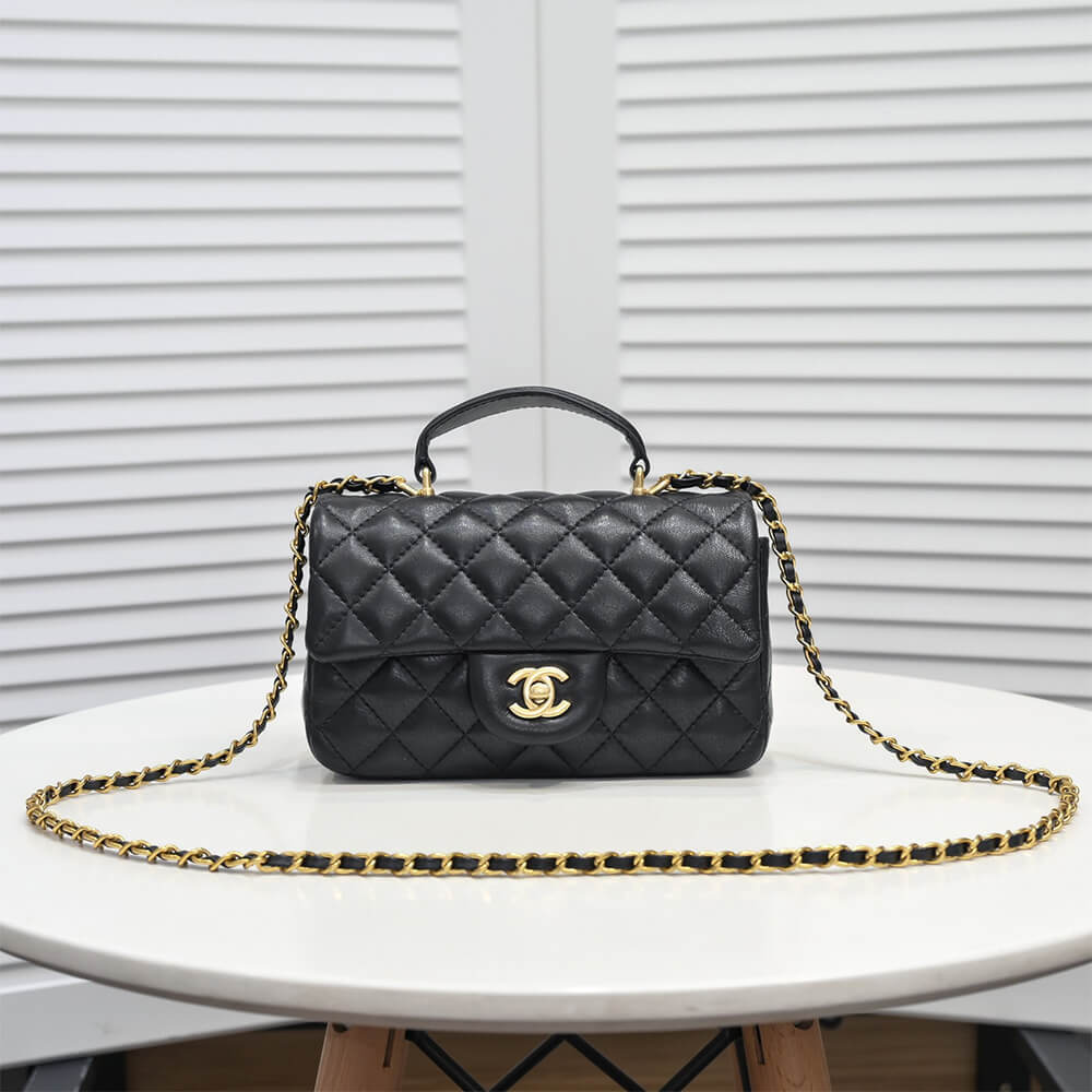 Ch*el mini flap with top handle