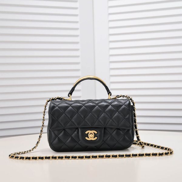 Ch*el mini flap with top handle