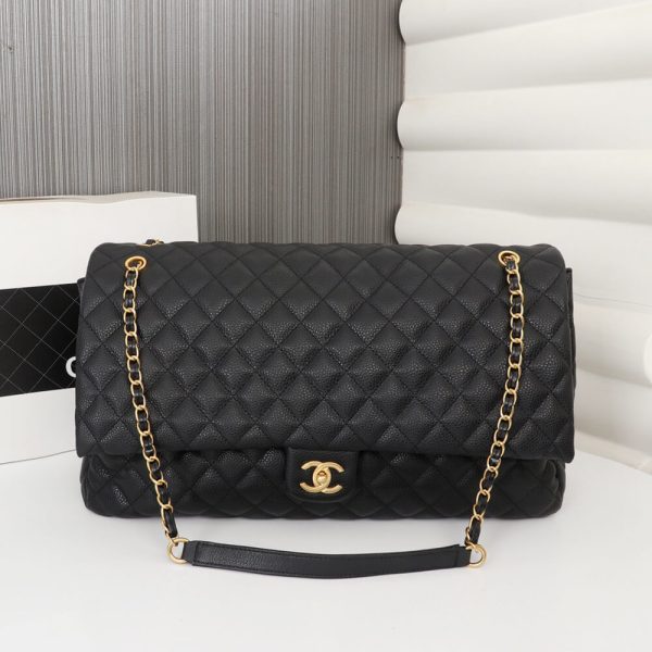 Ch*el travel flap bag black
