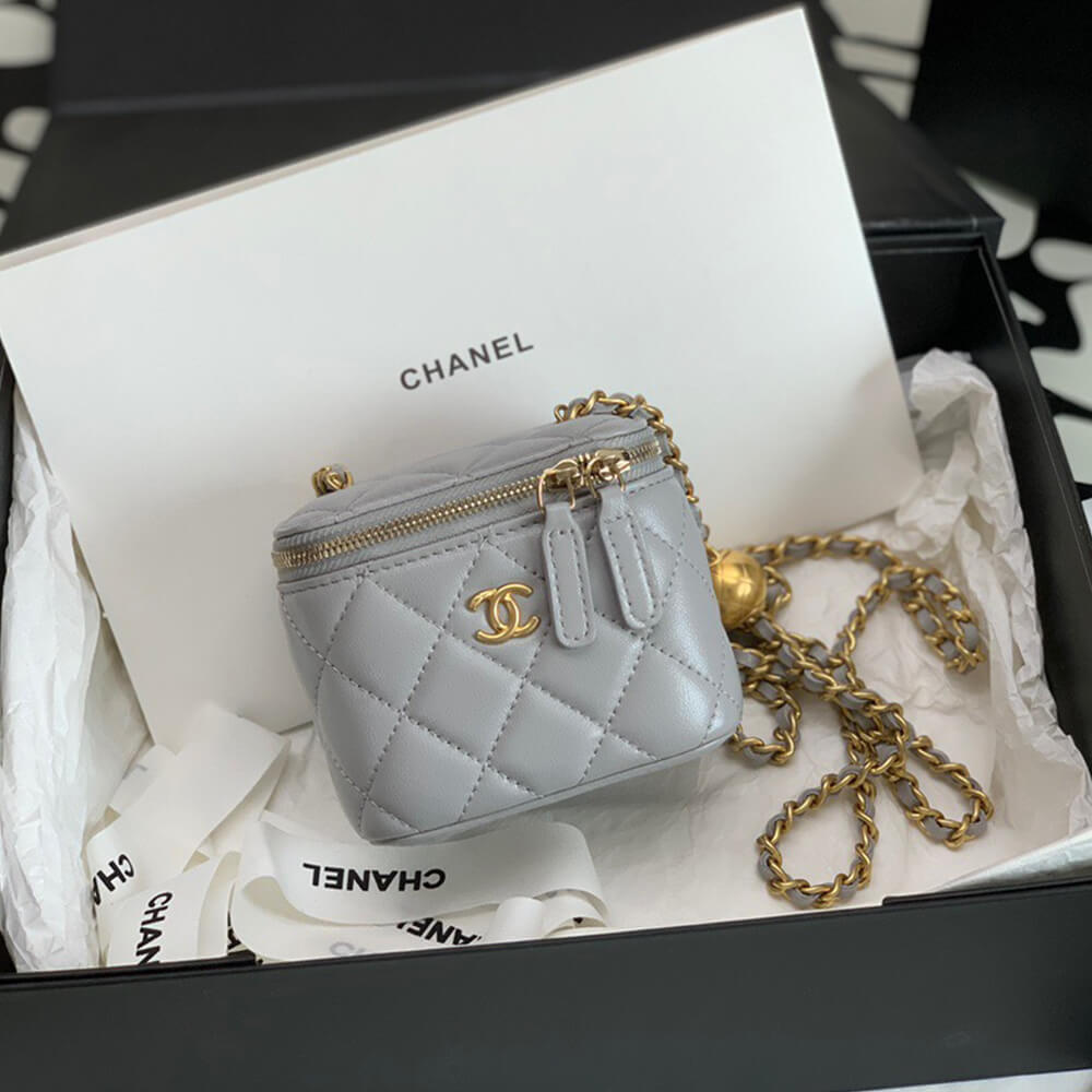 Ch*el quilted pearl crush mini vanity case
