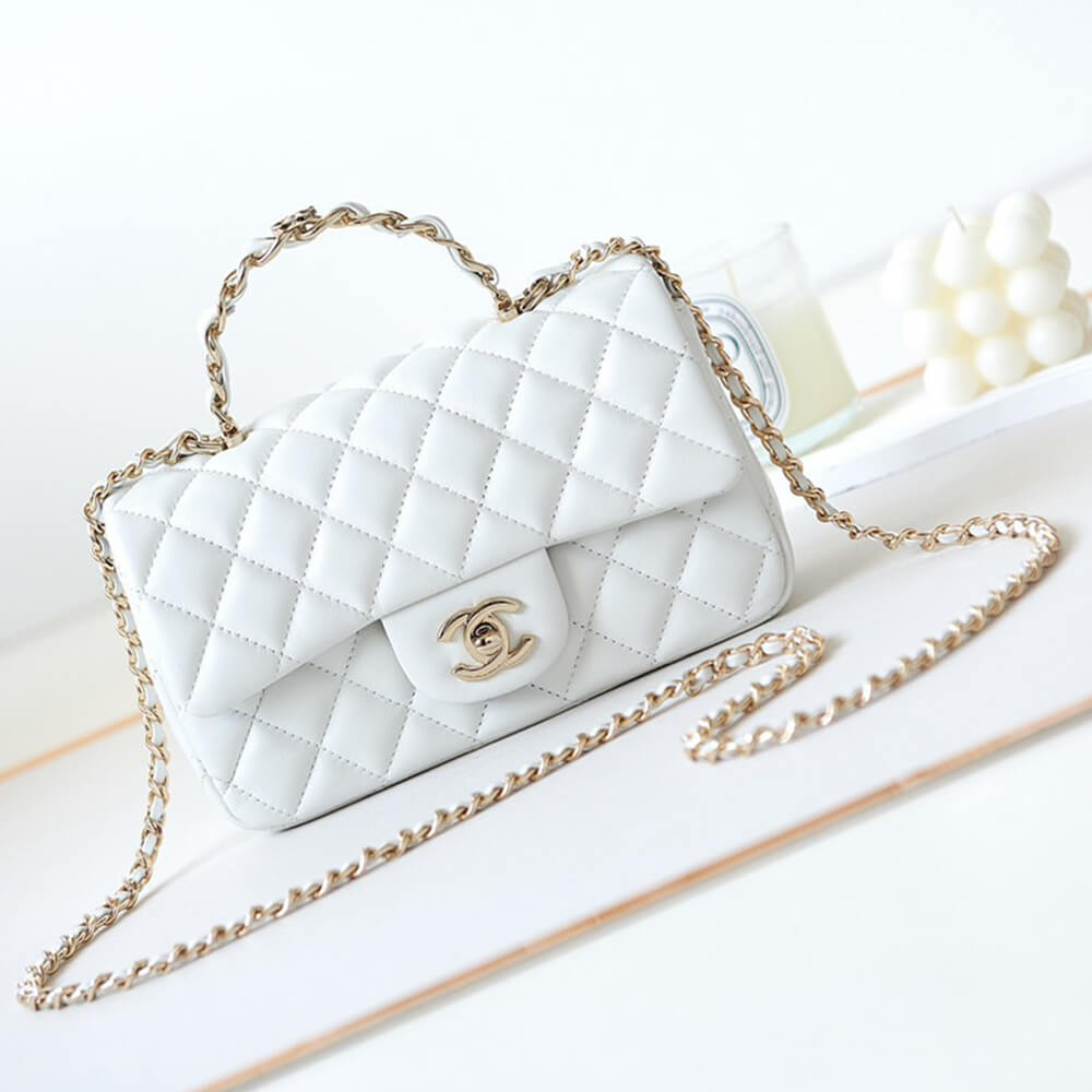Ch*el mini flap with top handle