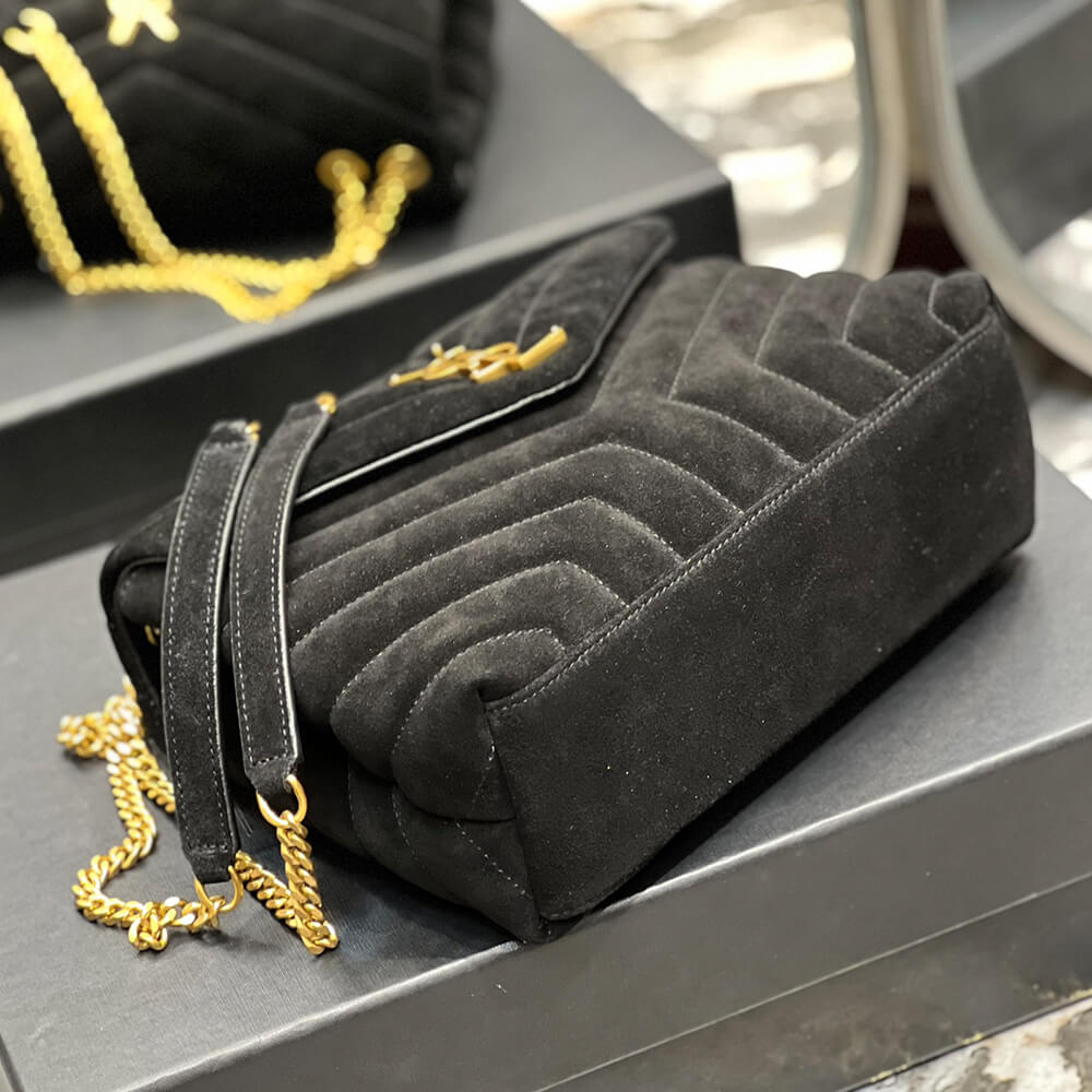 LOULOU SMALL CHAIN BAG IN Y QUILTED SUEDE
