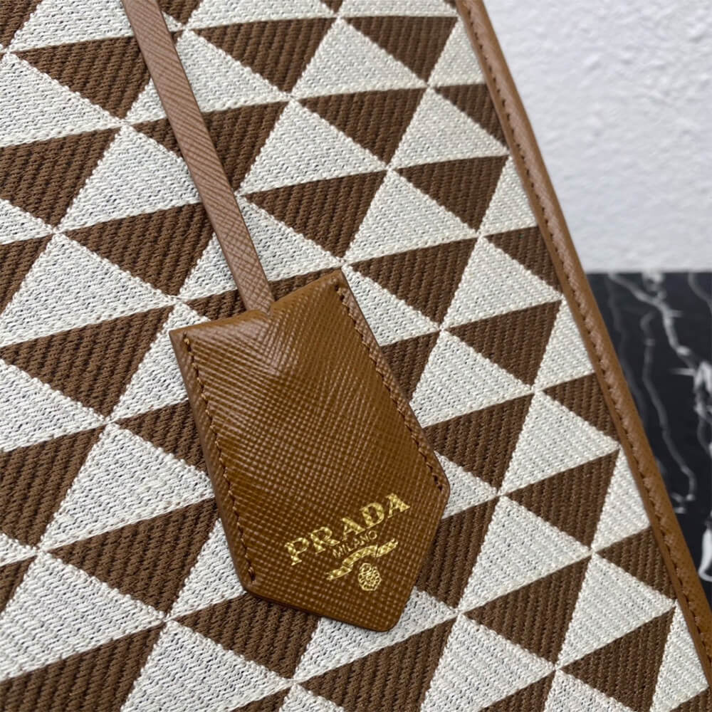 large Pra*a symbole jacquard fabric handbag