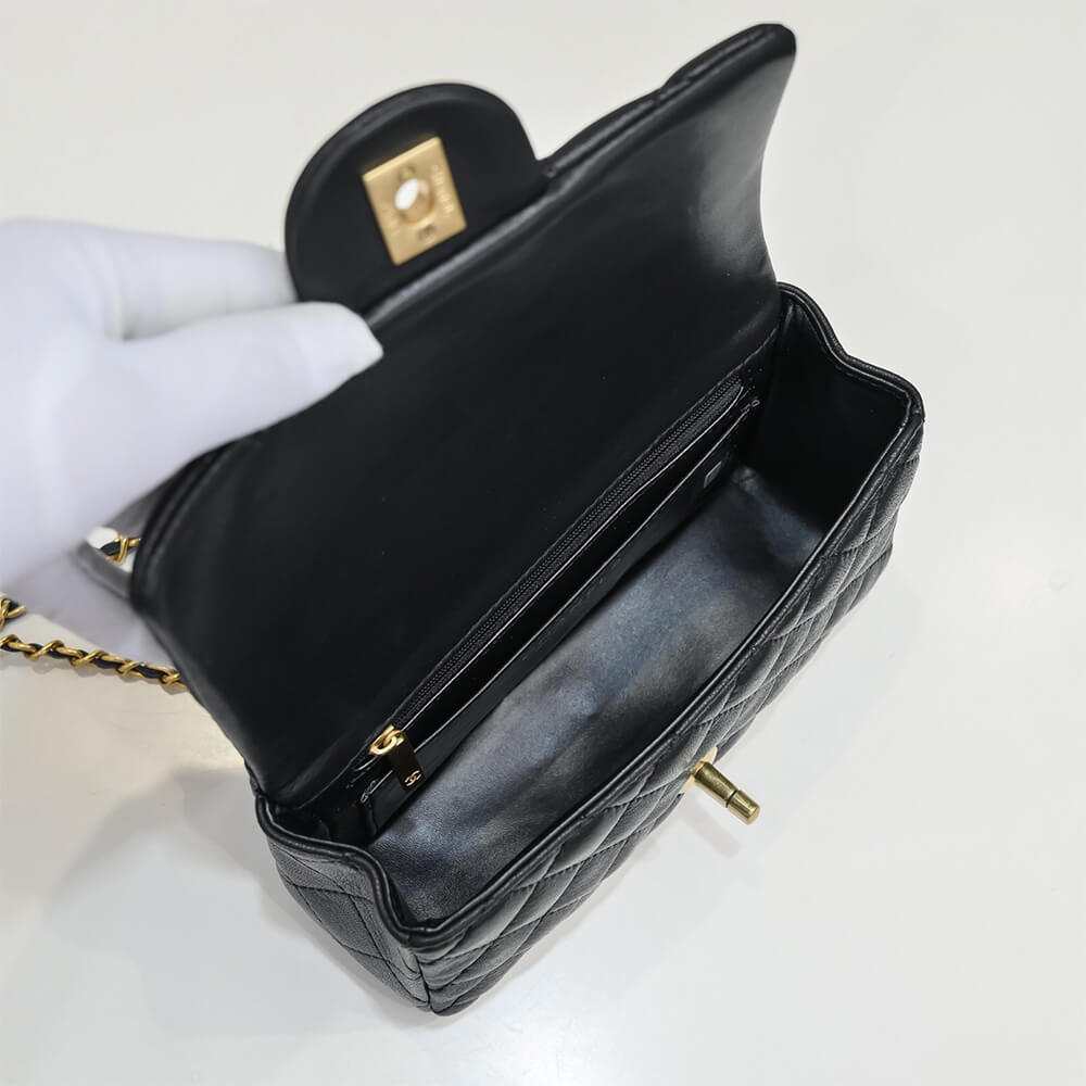 Ch*el mini flap with top handle